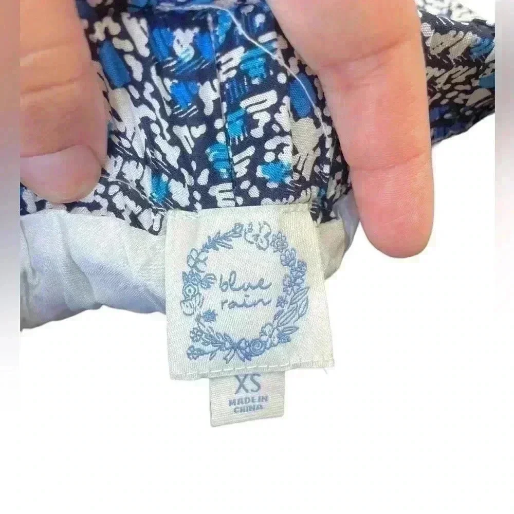 Blue Rain women’s pull up floral blue shorts pockets belt sz SX with liner NWOT